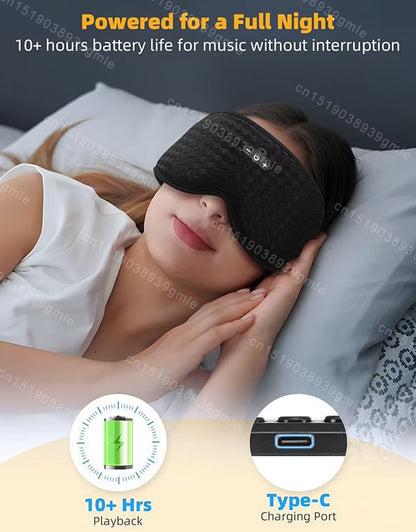 Experience Ultimate Comfort with the 3D Bluetooth Sleep Mask and Headphones - Soft Elastic Headband, Zero Pressure Eye Cups, and 10 Hours of Playtime for Perfect Travel and Night Rest