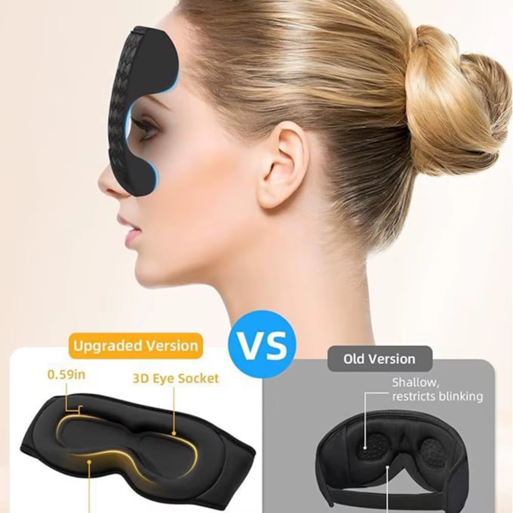 Experience Ultimate Comfort with the 3D Bluetooth Sleep Mask and Headphones - Soft Elastic Headband, Zero Pressure Eye Cups, and 10 Hours of Playtime for Perfect Travel and Night Rest